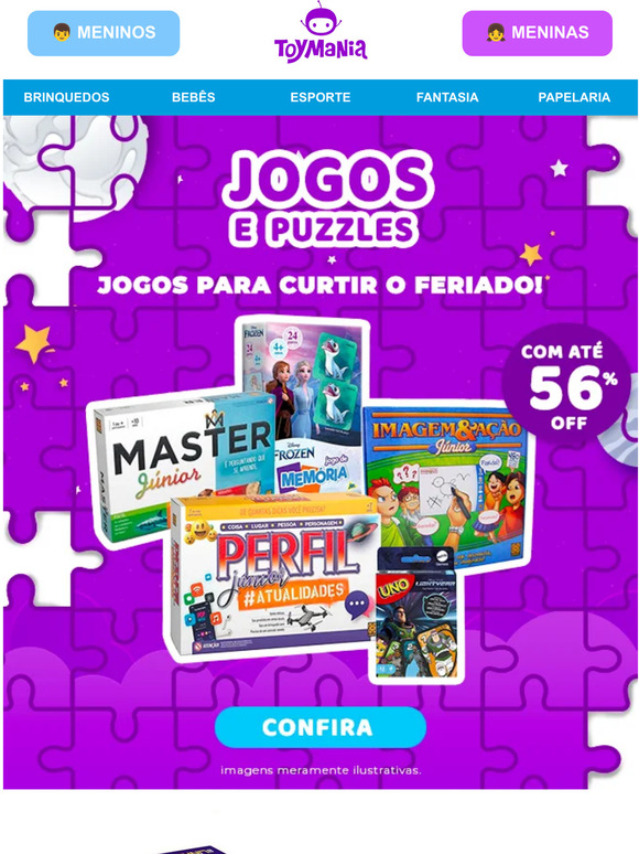 Diversão em família! Até 56%OFF em jogos e puzzles 🧩