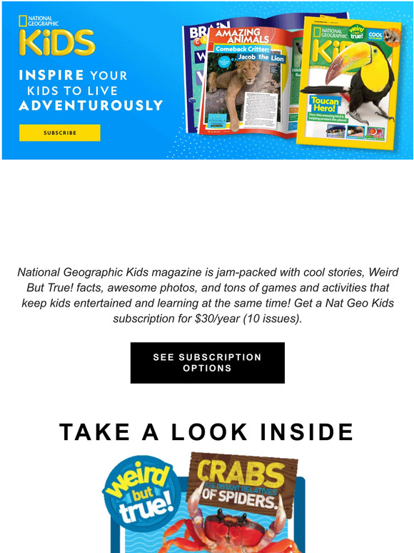National Geographic: Inspire curiosity with Nat Geo Kids Magazine! Just