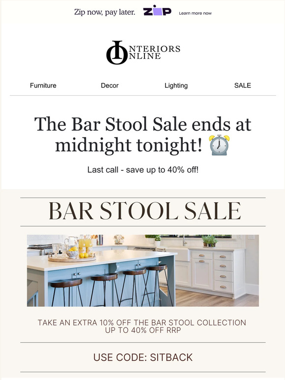 The Bar Stool Sale ends at midnight tonight! ⏰