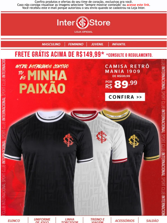 Camisa Internacional RetrôMania 1979 Clássica Masculina