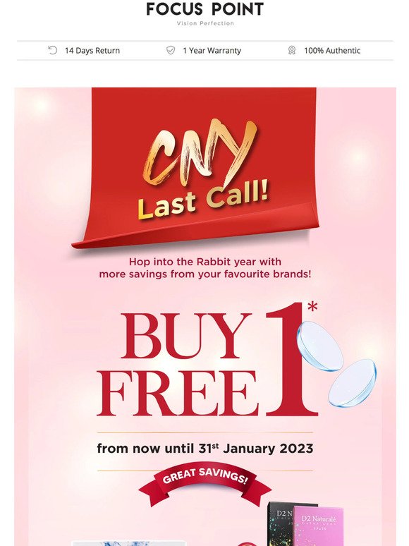 LAST CALL: CNY Buy 1 Free 1 deal ends soon! ⏰