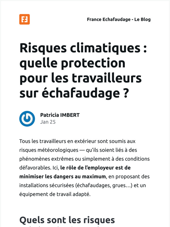 [Nouvel article] Risques climatiques : quelle protection pour les travailleurs sur échafaudage ?