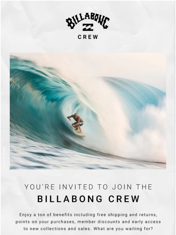 You're Invited To Join The Billabong Crew