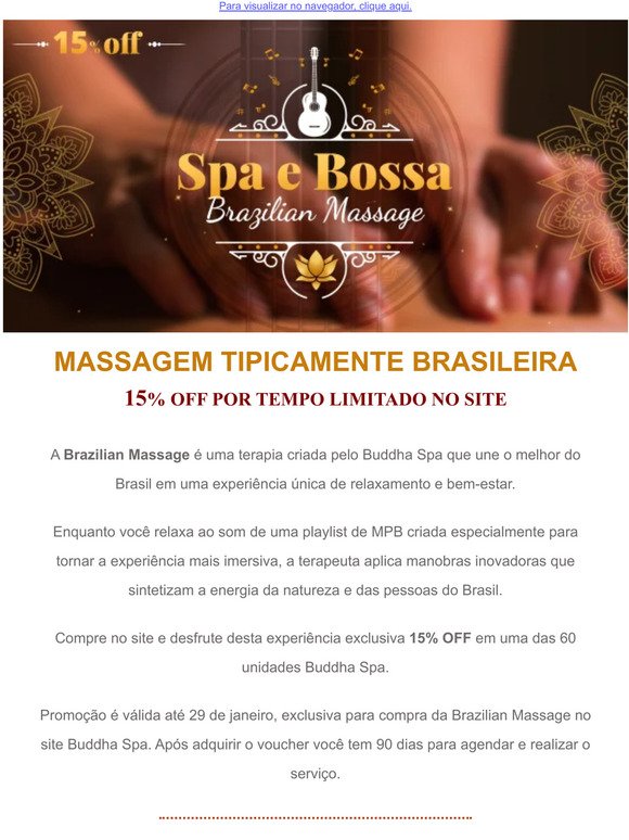 Spa e Bossa! Brazilian Massage 15% OFF