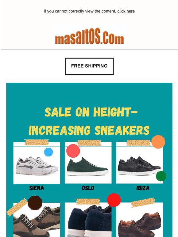 Limited time sale on height-increasing sneakers