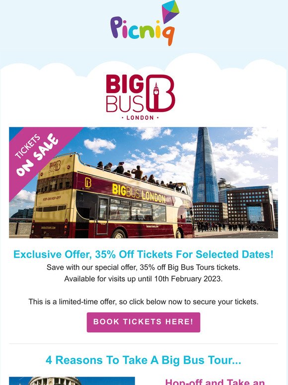 Exclusive 35% Off Big Bus Tours🤩