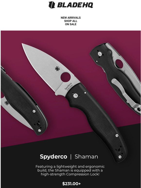 Blade HQ Source Spyderco Shaman Ergonomic & Lightweight! Milled