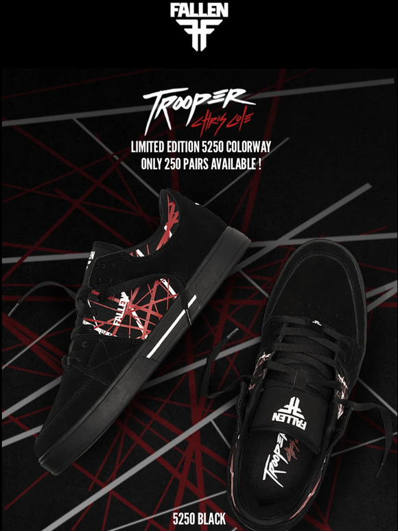 Fallen Ripper Chris Cole Vulc Shoes Black Scarlet Red FREE USA