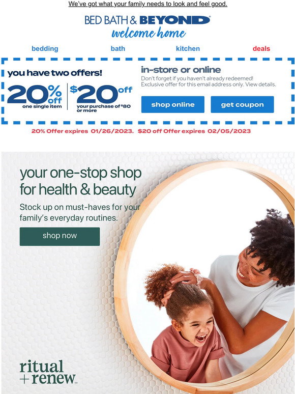 Renew Ritual Discount Bed Bath & Beyond: Visit Ritual & Renew, our destination for health ...