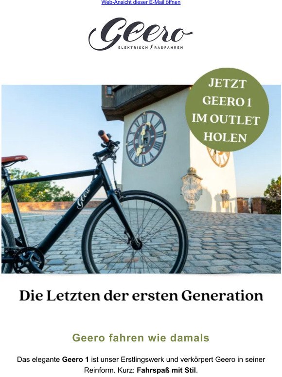 Deine Chance auf Geero 1 E-Bikes 🚲 im Outlet!