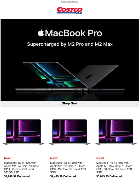 Costco: Apple MacBook Pro. Supercharged by M2 Pro and M2 Max - Now ...