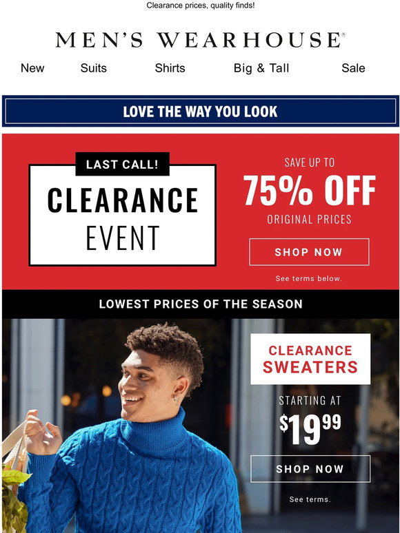 Men's Wearhouse Limited time! Up to 75 Off original prices Milled