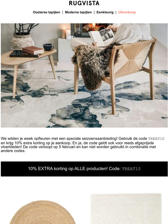 10% extra korting op ALLE vloerkleden? Ja, graag!