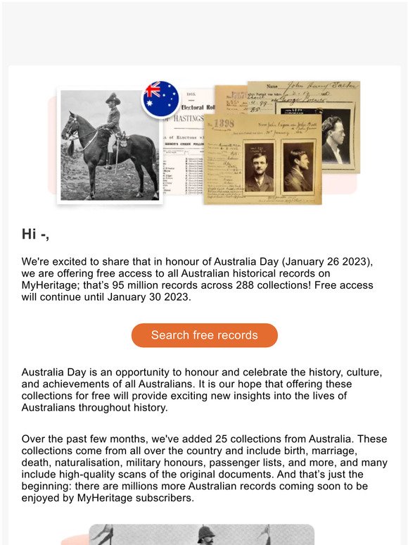 Celebrate Australia Day with free records from MyHeritage!
