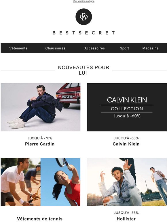 Pierre Cardin | Calvin Klein | Vêtements de tennis | Hollister