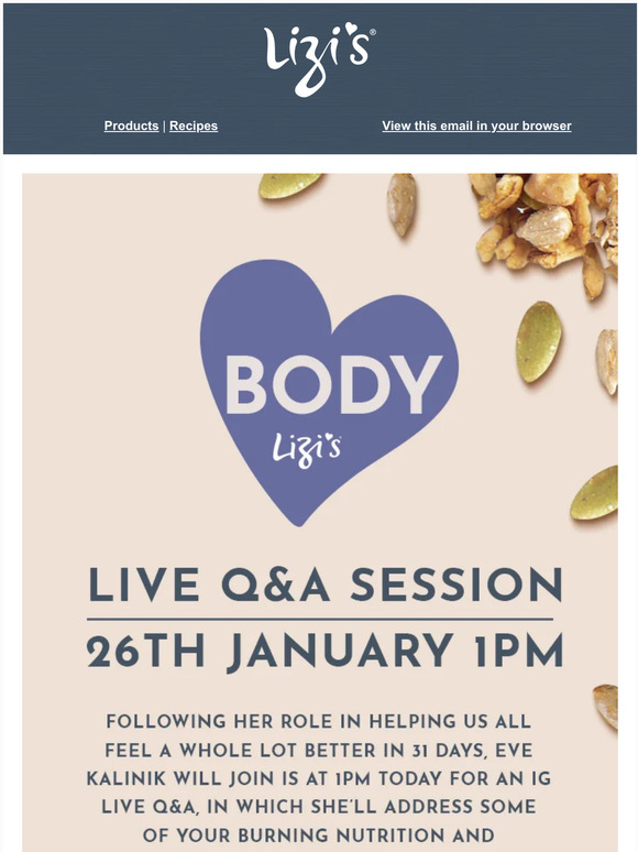 1PM TODAY! Join us for LIVE Q&A with Nutritionist Eve Kalinik - Day 26 Whole Lot Better in 31 Days