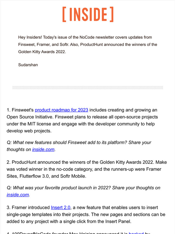 Inside Amazon Finsweet shares 2023 product roadmap / Make wins