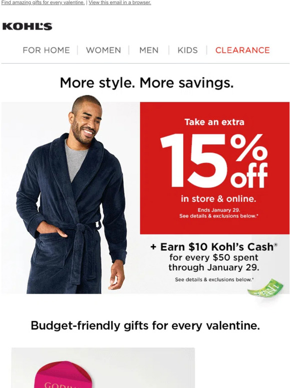 Kohl's Take 15 off + earn Kohl's Cash there's lots to love! Milled