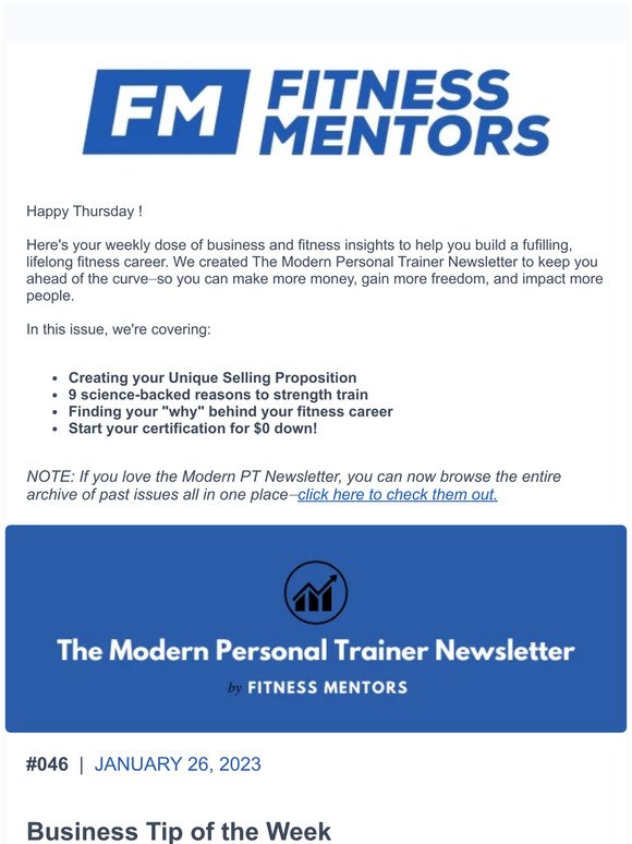 The Modern Personal Trainer Newsletter: Issue #046