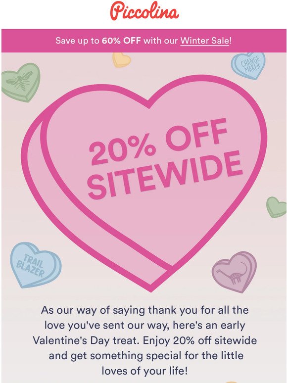 20% off sitewide ❤️