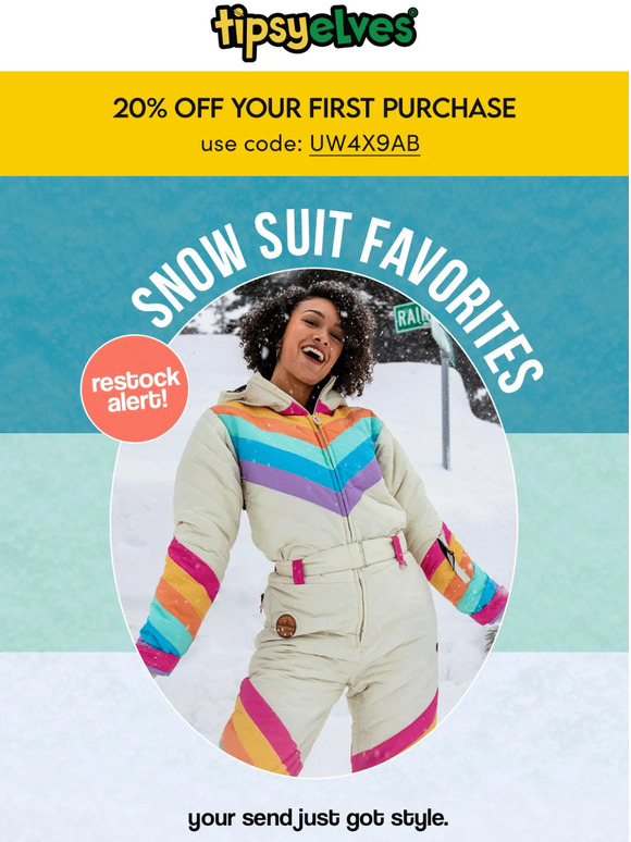 Tipsy Elves RESTOCK ALERT most popular snow suits are back! ⛷️ Milled