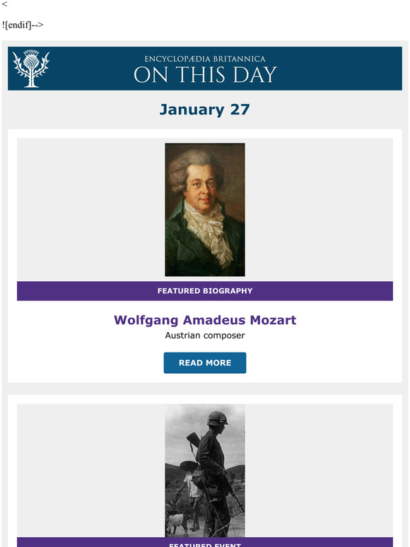 Vietnam War ended, Wolfgang Amadeus Mozart is featured, and more from Britannica