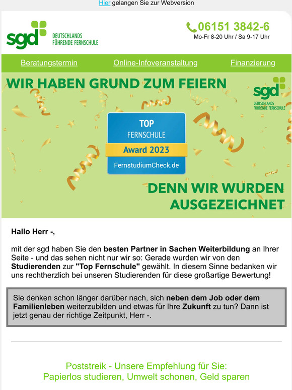 Die sgd wurde ausgezeichnet!