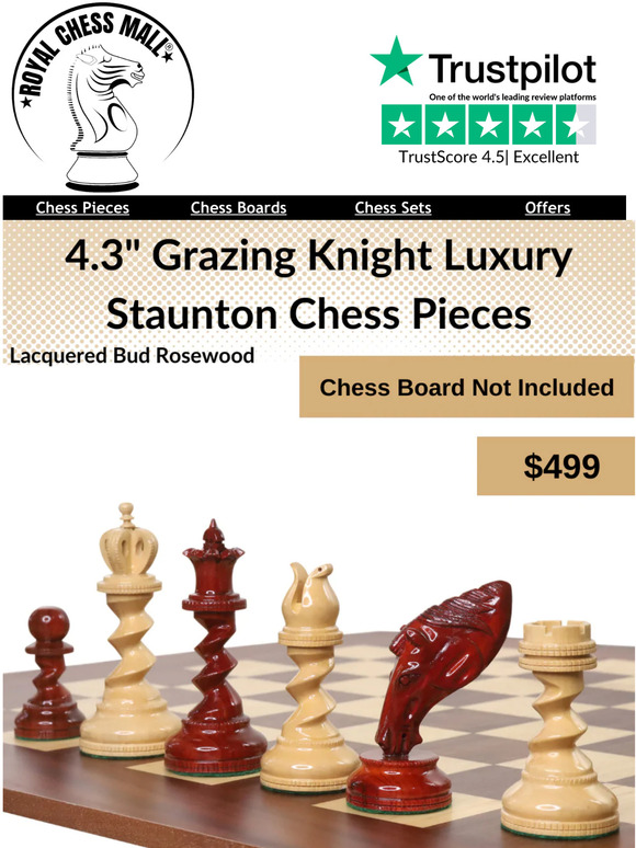 Royal Chess Mall - 12 Brass Metal Luxury Chess Pieces & Board Set- French  Staunton -Copper & Black