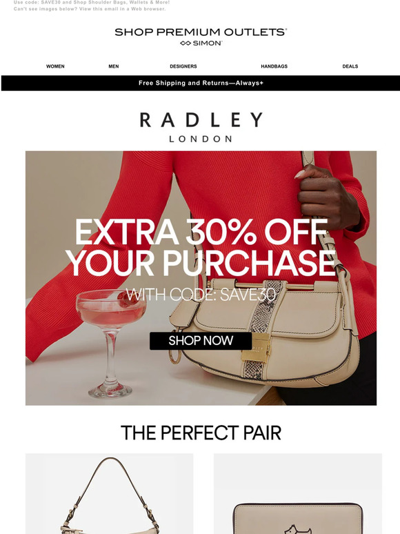Shop Premium Outlets Score BIG on Radley London Extra 30 Off 👜 Milled