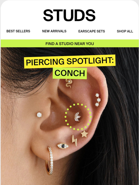 Studs Piercing Spotlight Conch👂 Milled