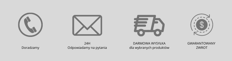 ✦ Doradzamy ✦ Odpowiadamy na pytania ✦ Szybkie płatności w tym BLIK, przelew Ekspresowy ✦ Darmowa wysyłka dla wybranych produktów ✦ Zwrot produktów do 30 dni✦