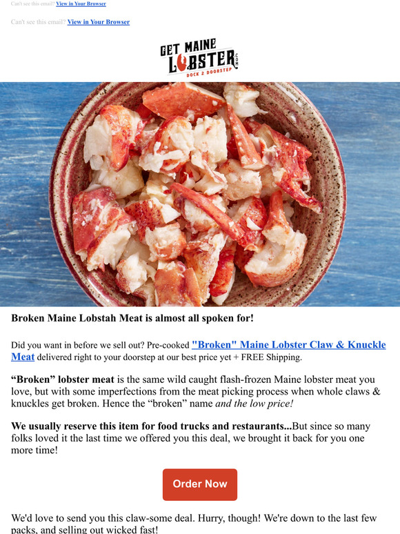 Get Maine Lobster Going Fast Broken🦞Meat Milled