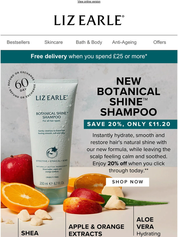 Liz Earle “The best” Discover our NEW shampoo Milled
