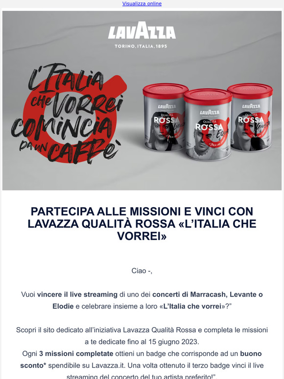 Lavazza L'Italia che vorrei: vinci concerti e Lavazza Smeg