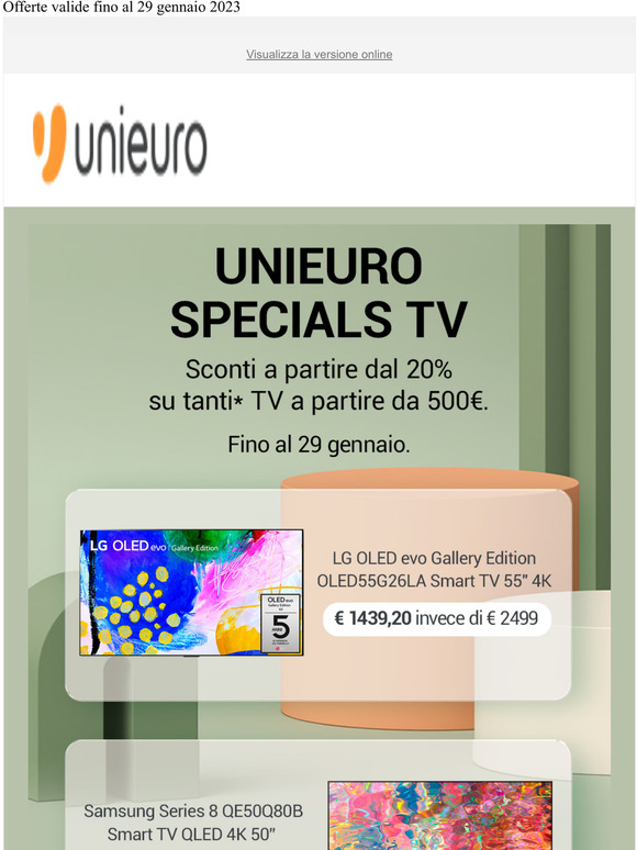 📺 Scopri i TV con sconti a partire dal 20%