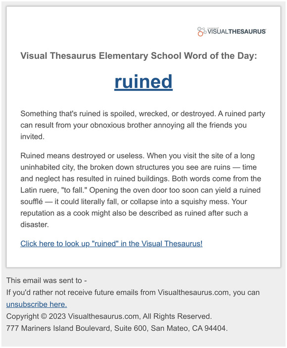 Visual Thesaurus Visual Thesaurus Elementary School Word of the Day