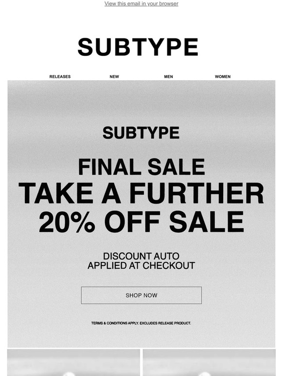 LAST HOURS: Take A Further 20% Off*