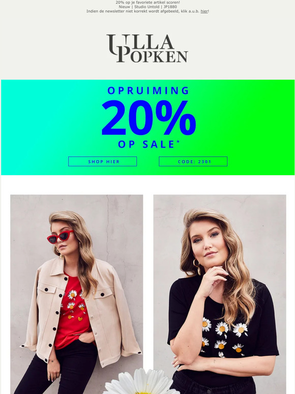 Opruiming: 20% op sale - nog maar een paar uur!