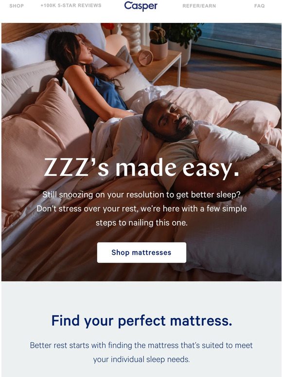 Casper 5 steps to sleeping better. Milled