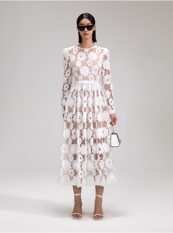 Metallic Boucle And Chiffon Midi Dress