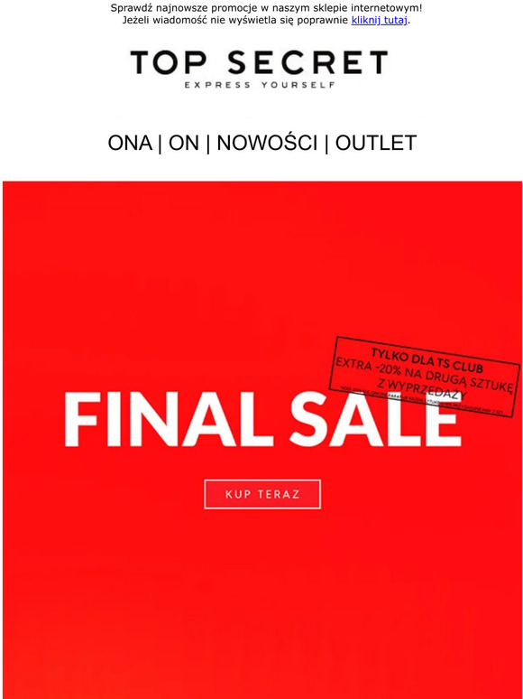 Extra -20% na Wyprzedaż! FINAL SALE!