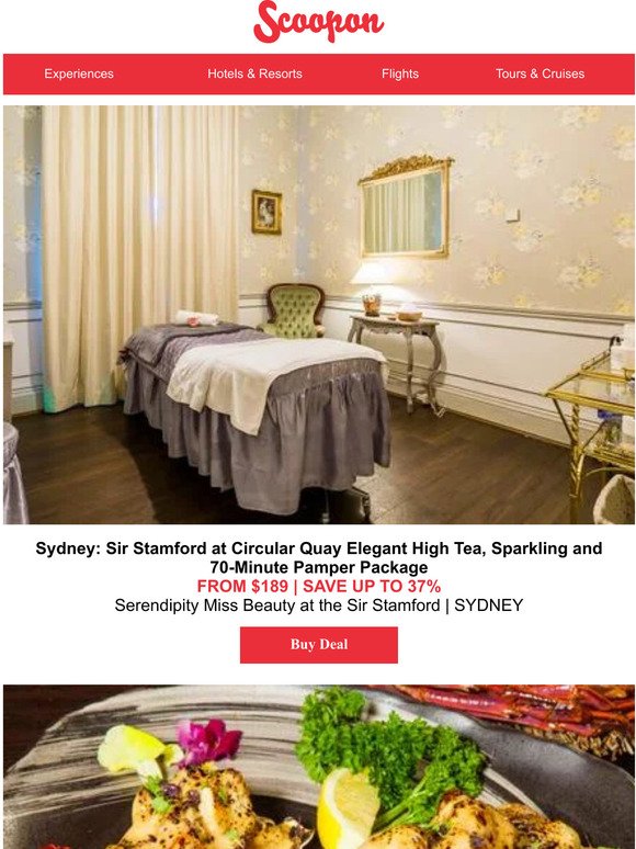 Scoopon Circular Quay 70 Minute Pamper Package W High Tea Sparkling Milled