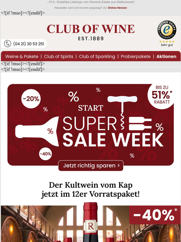 SALE WEEK-Auftakt mit KWV Roodeberg - 40% Ersparnis für Südafrikas Kultwein No.1