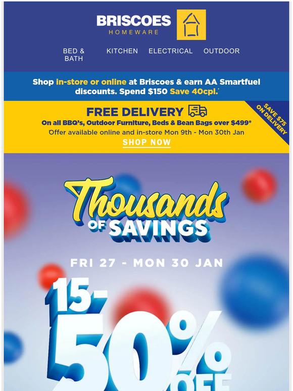 Briscoes Final hours! Shop 1550 off Milled