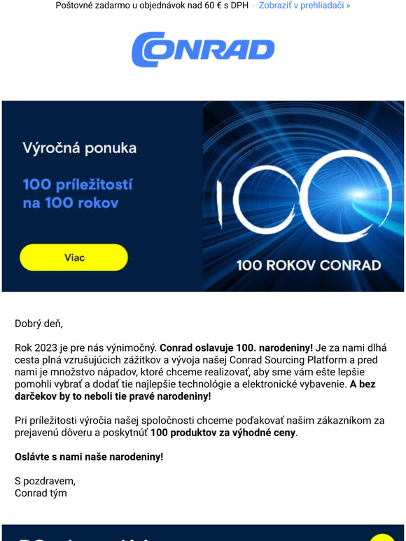 100 produktov v akcii k výročiu 100 rokov Conrada!