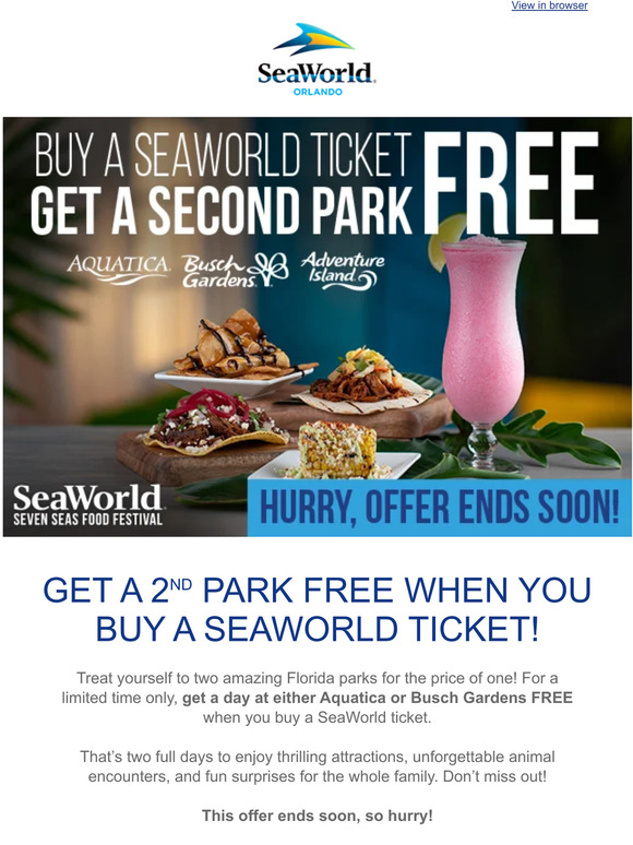 SeaWorld Parks Starts Today Get a 2nd Park FREE With Your SeaWorld