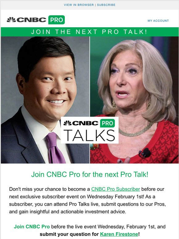 Join CNBC Pro for the next Pro Talk with Karen Firestone
