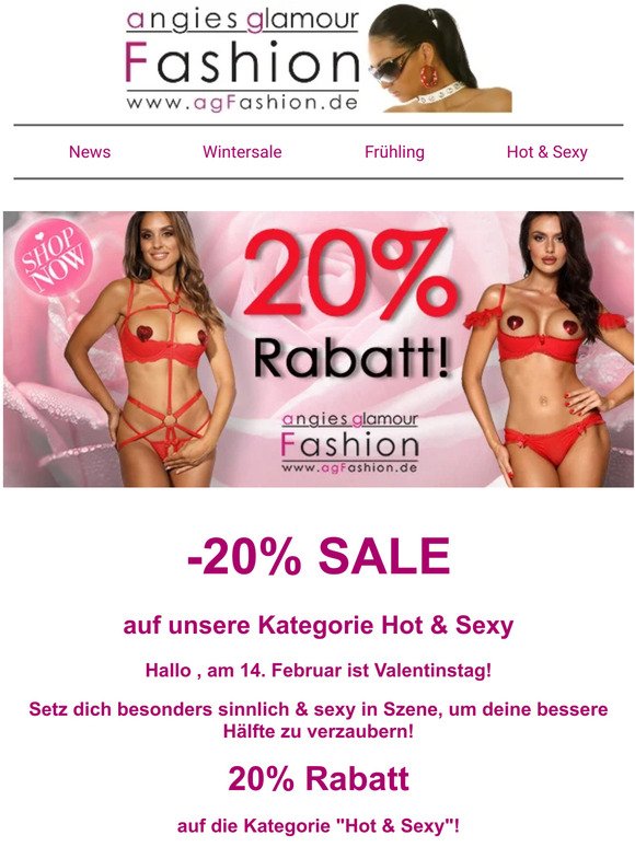 agFashion.de: ❤️ 20% Rabatt zum Valentinstag ❤️