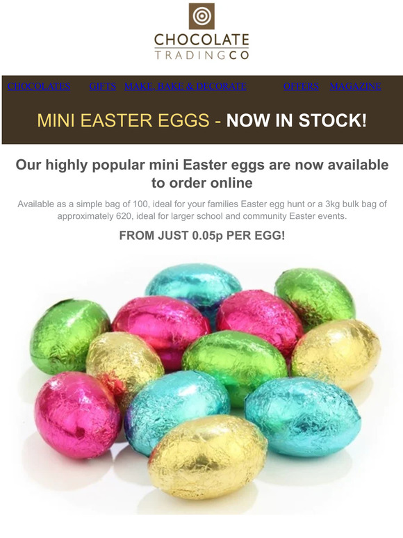 Mini Easter eggs at bulk prices now in stock to order