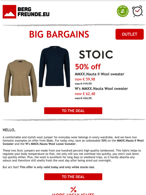⏰ Today only: 50% off Stoic wool jumpers